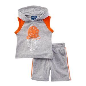 Freestyle Boys  2Pc Basketball Sport Short Set, Grey